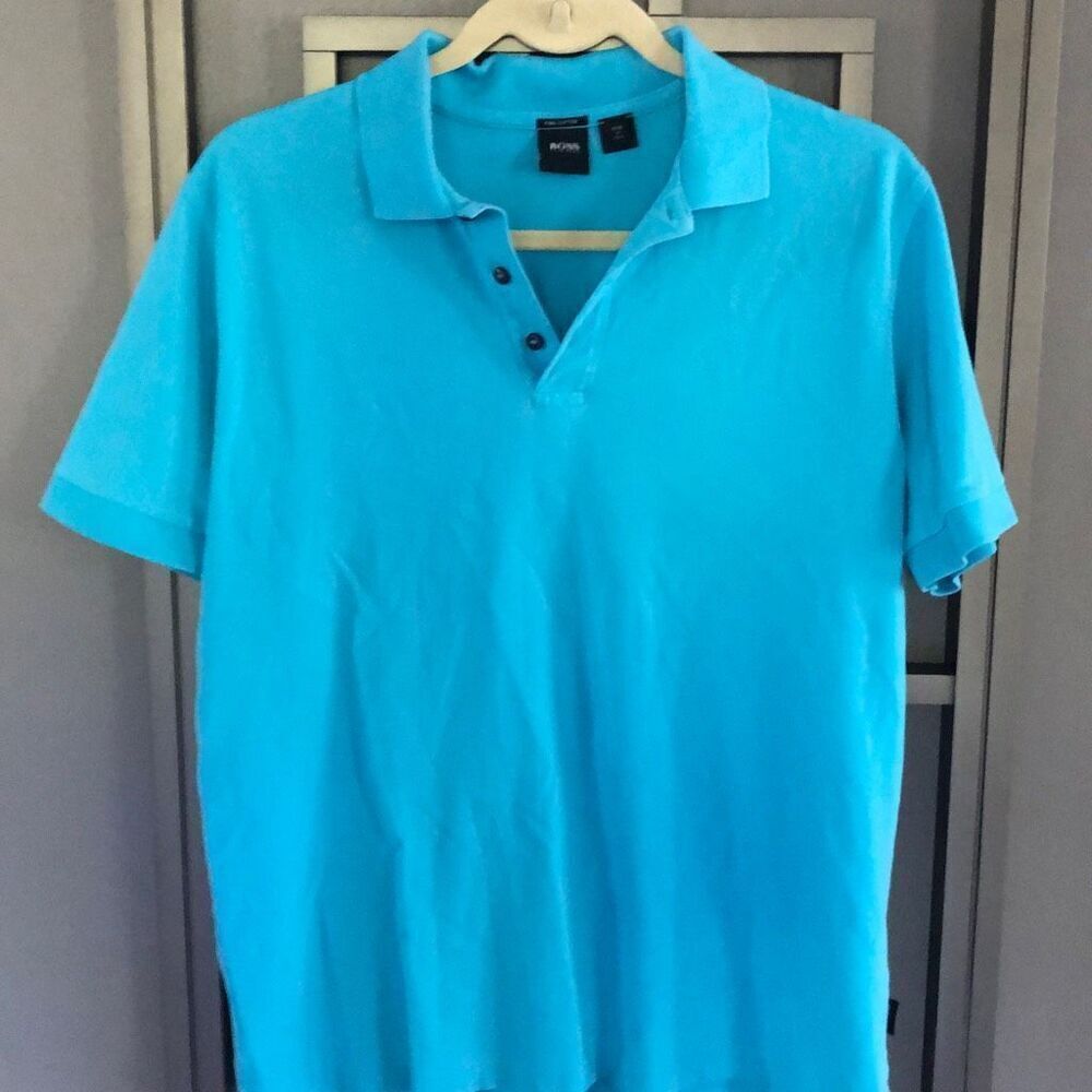 BOSS Hugo Boss Pima cotton Turquoise polo shirt, size, ￼M